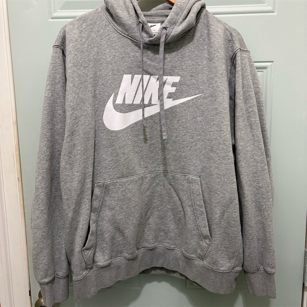 Nike Sportswear Club Fleece Hoodie Mens XL Gray Heather Futura Logo